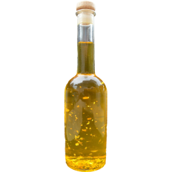 Goldöl, 200 ml mit fraktioniertem Kokosöl in der Glasflasche Opera